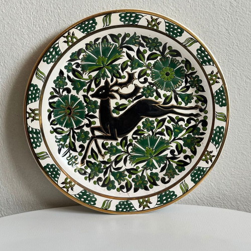 Elafos Handmade Ceramic Decorative Plate used, Rhodes, Ø24.5 cm