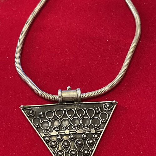 Silver 925 necklace with thick snake chain and large pendant used