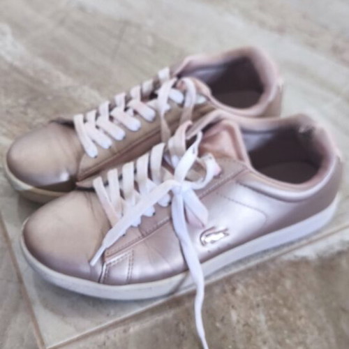Lacoste women's sneakers size 37 used, pink metallic