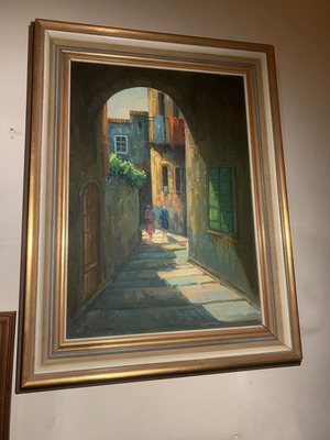 Brickman painting like new with solid wood frame