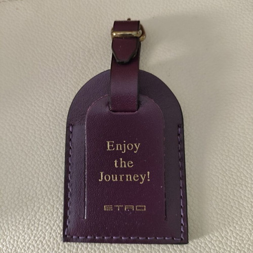 Etro leather bag charm tag holder, purple