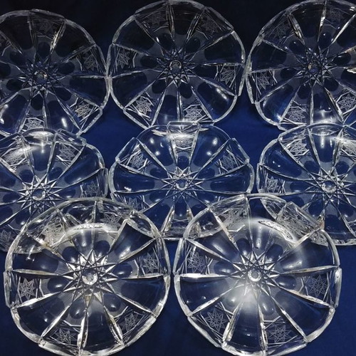 Lausitzer Bleikristall Germany 40'-60' set of 8 cake plates new