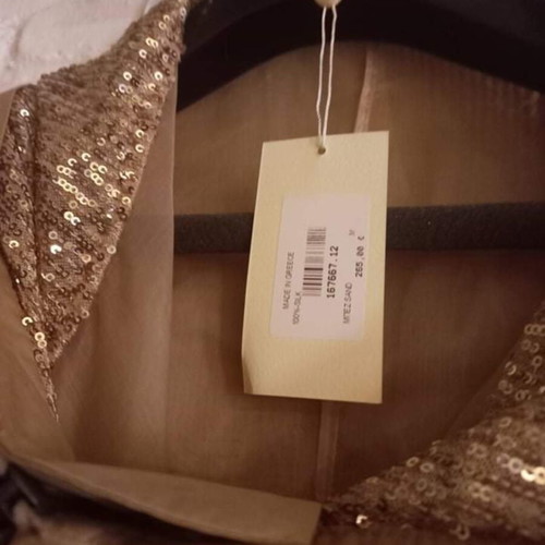 Rococo Beige Women's Trench Coat with Sequins New, 100% Silk