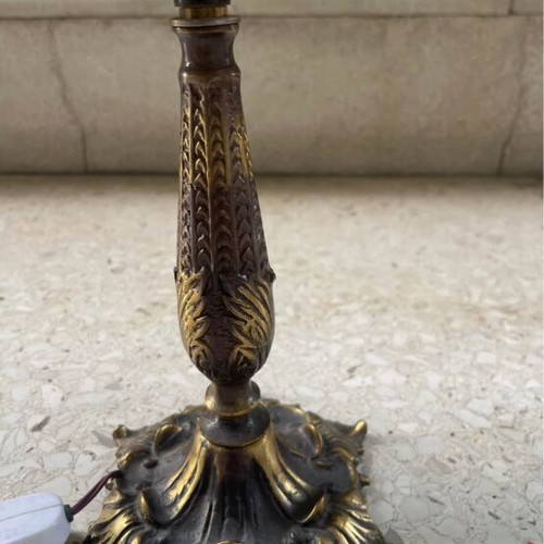 Table lamp used, 45cm bronze embroidered shade from 70s