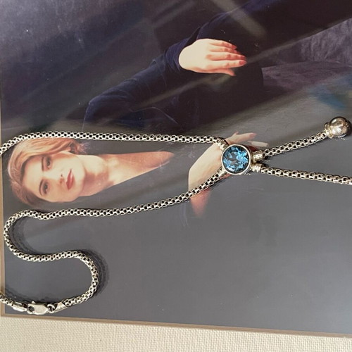Italian Silver Necklace with Topaz like new, stamped 925, 16 g