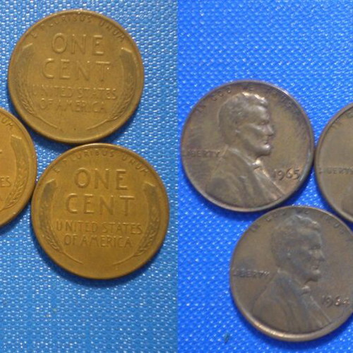 1 Cent United States of America used, pack of 5 coins