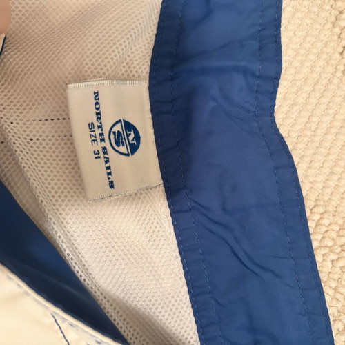 North Sails vintage men's swim shorts used, white and blue