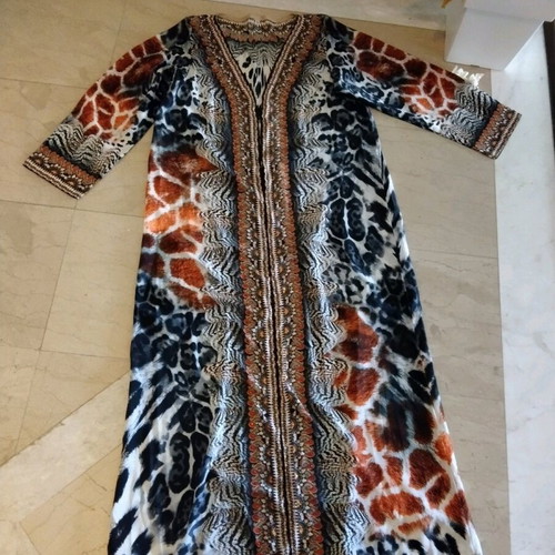 Caftan dress medium like new with unique pattern and color combinations