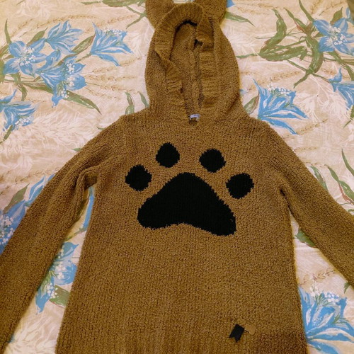 Attrattivo sweater with hood and ears like new, olive-brown