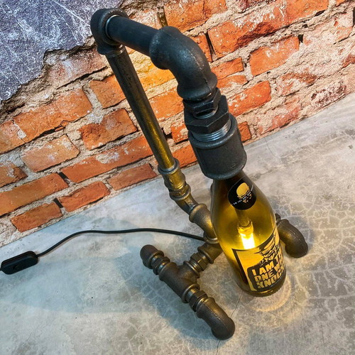 Industrial style desk lamp new with Breaking Bad beer bottle
