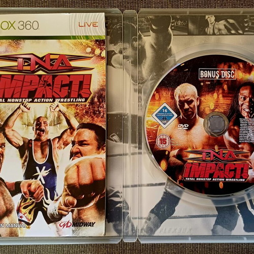 TNA Impact Xbox 360 game used with bonus DVD and collectible double-sided cover