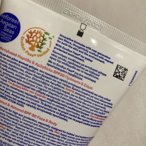 Korres Baby Sunscreen SPF 30 used for face and body