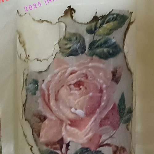 Handmade decorative candles with wax art