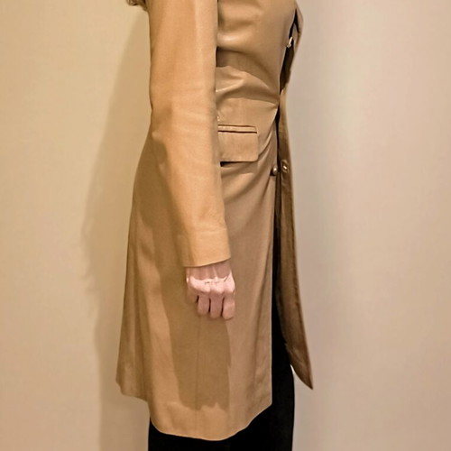 Oasis leather coat beige small like new