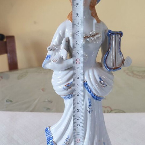 Vintage porcelain statue Woman with lyre