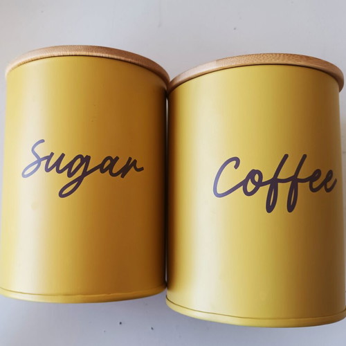Vicko metal kitchen containers set of 2 with wooden lids, sugar and coffee