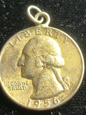 Silver pendant Quarter dollar 1956 used