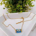 Handmade Miyuki evil eye necklace with gold-plated steel chain