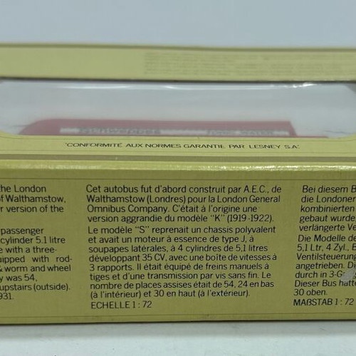 Matchbox 1978 Models of Yesteryear Y-23 A.E.C. S Type Omnibus 1922 new