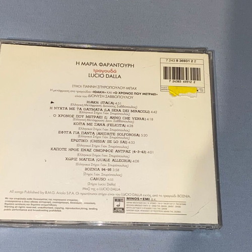 Maria Farantouri Lucio Dalla CD like new, entechno