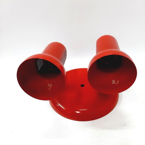 Vintage double wall lamp red metal adjustable spots E27 like new
