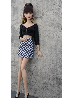 Chess Skirt doll skirt and blouse new
