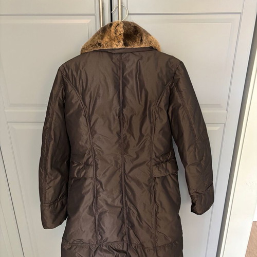 Geospirit down jacket with fur collar, like new, brown, size M