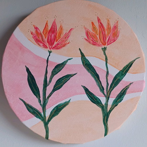 Painting new, original handmade artwork with acrylics