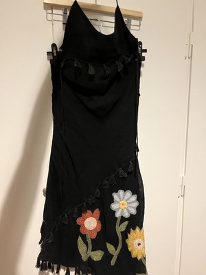 Replay vintage linen dress used, black, back tie with laces