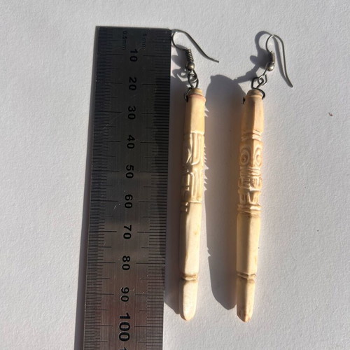 Hand-Carved Sea Urchin Earrings from New Caledonia like new