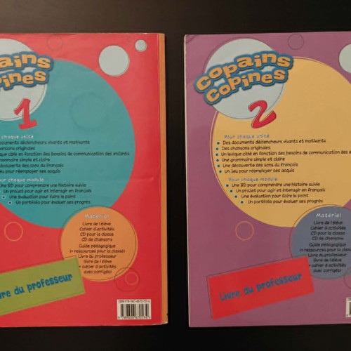 Copains Copines 1+2 French Learning Books used, teacher's book and workbook