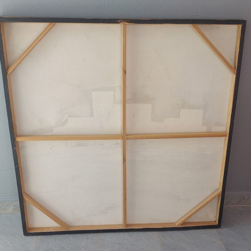 Painting 1m×1m used, modern design red and gray