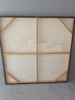 Painting 1m×1m used, modern design red and gray