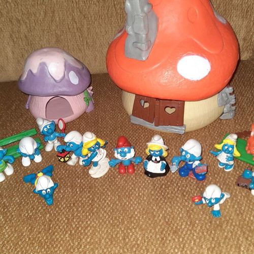 Smurfs Village vintage collectible figures used