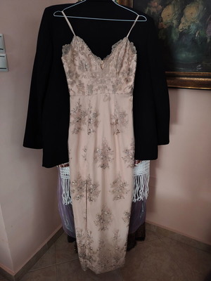 Chi Chi London petite maxi evening dress, pink with embroidered details