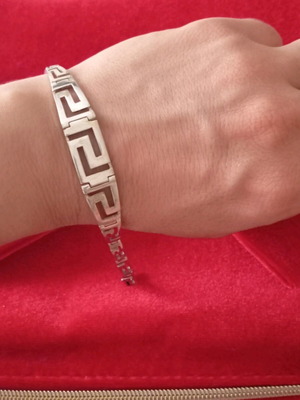 Silver 925 bracelet ancient Greek style new, with safety clasp