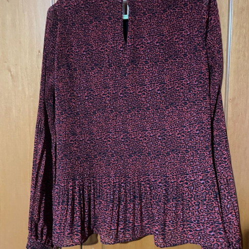 Zara shirt used, dark red animal print, size small