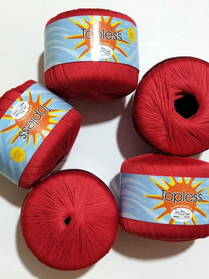 Topless elastic knitting yarn for swimsuits, pack of 5, red