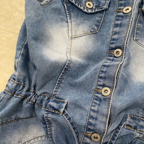 Women's denim vest like new with waist cords, size M