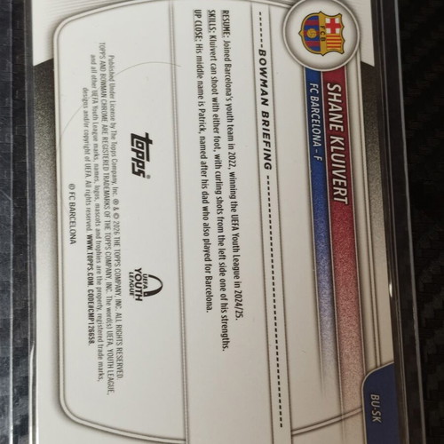 2025/26 Bowman Chrome UEFA Youth League Shane Kluivert 1st Bowman Refractor card