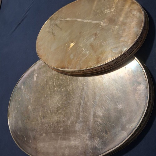 Silver-plated serving trays Sheffield, like new, set of 2