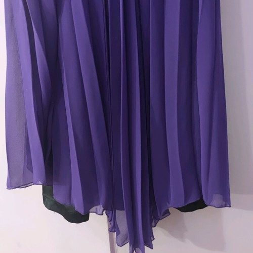 Pleated dress like new with black satin and purple transparency