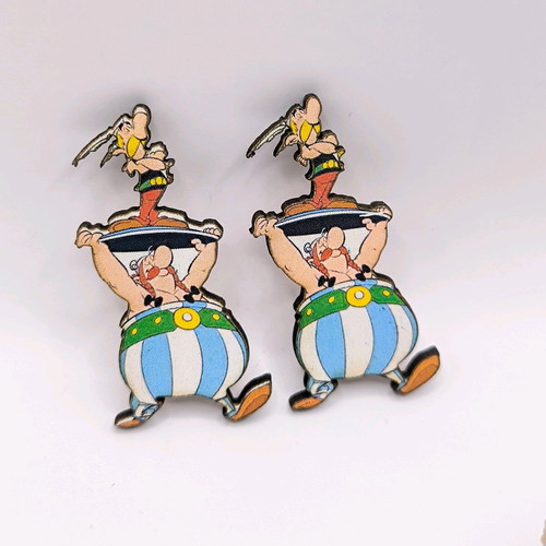 Asterix & Ovelix earrings new, wooden, multicolor