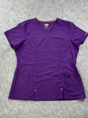 Dickies Xtreme Stretch Purple Scrub Top used, size Large