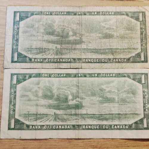 Canada 1954 one dollar banknotes, set of 2