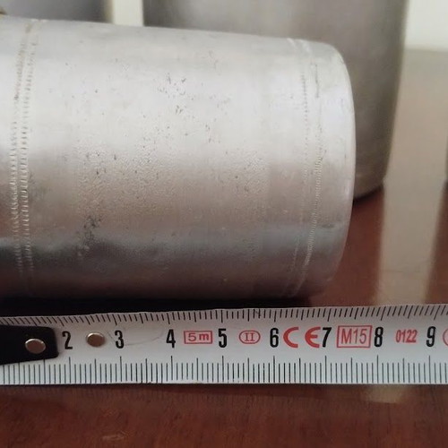 Aluminum storage containers used, set of four vintage decorative pieces