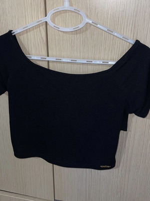 Black crop top in excellent condition, size S