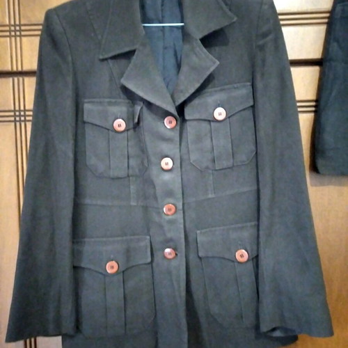 Suede safari jacket and mini skirt set MADLEN like new, brown, size 3/L