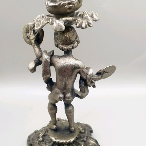 Silver-plated candlestick used, 17cm