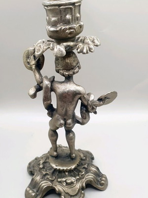 Silver-plated candlestick used, 17cm
